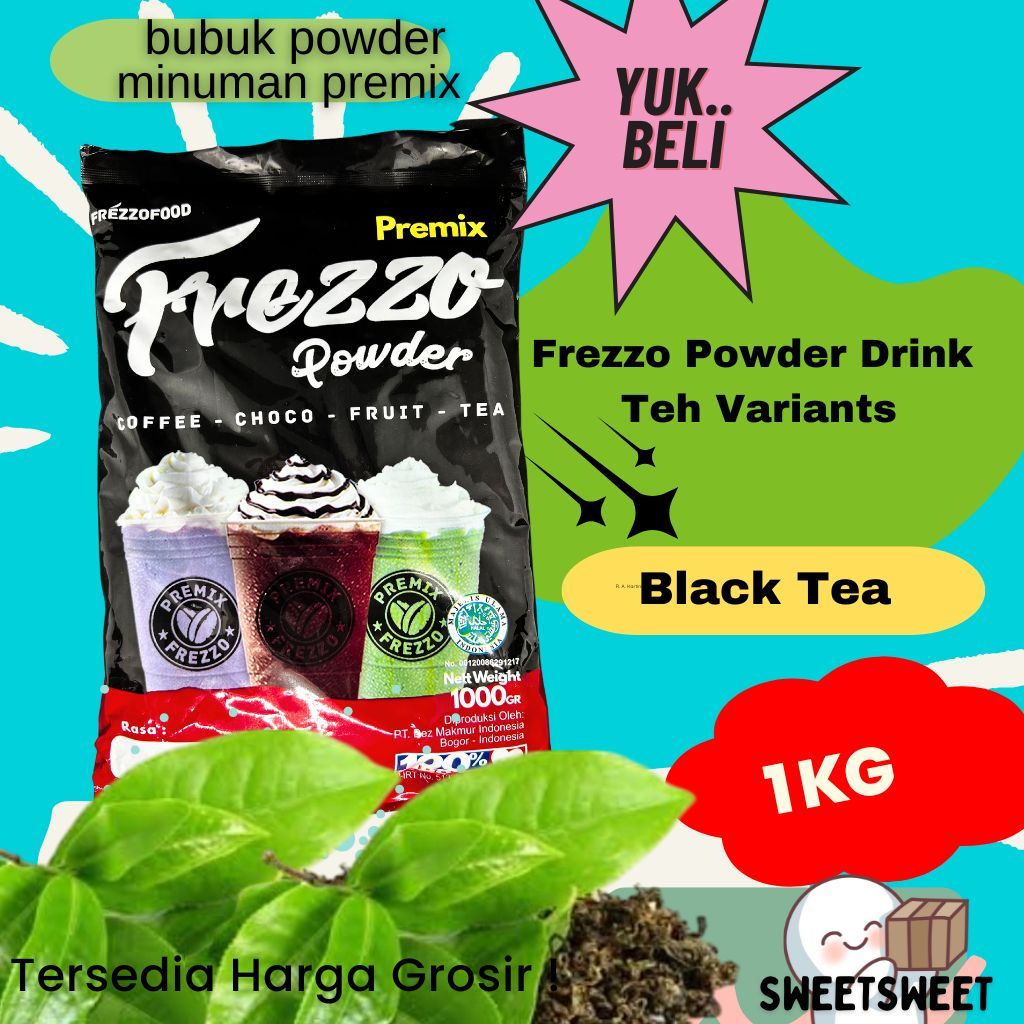 

Sweetsweet Frezzo Black Tea | Bubuk Minuman Black Tea Power Drink Kemasan 1 Kg | Bisa COD dan Grosir