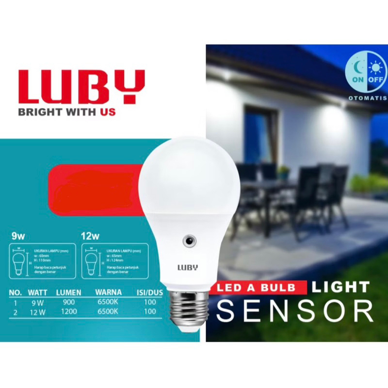 Bohlam Lampu LED LUBY LIGHT SENSOR 9WATT 12WATT Watt SNI Photo Cell Sensor Cahaya