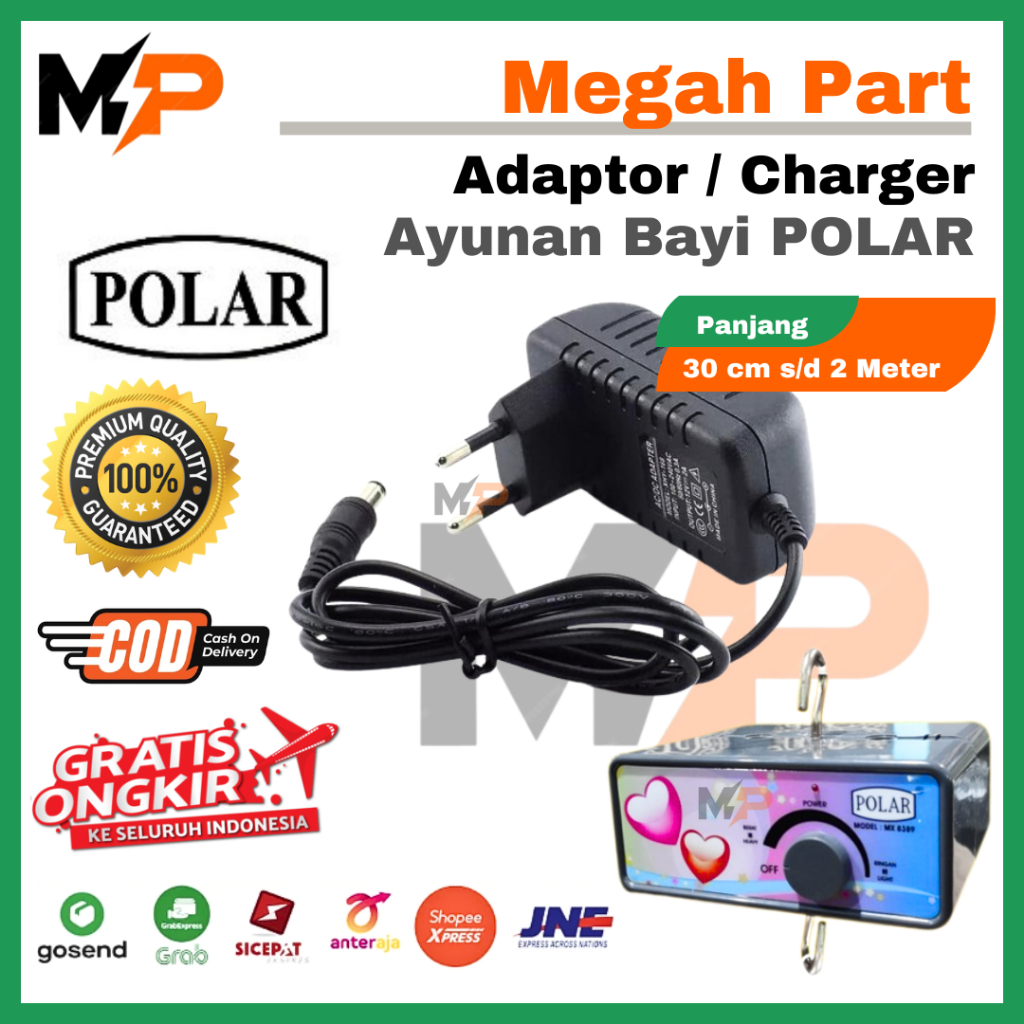 ADAPTOR AYUNAN LISTRIK BAYI POLAR - KABEL 2 Meter - BAGUS | CHARGER AYUNAN BAYI POLAR | CHARGER AYUN