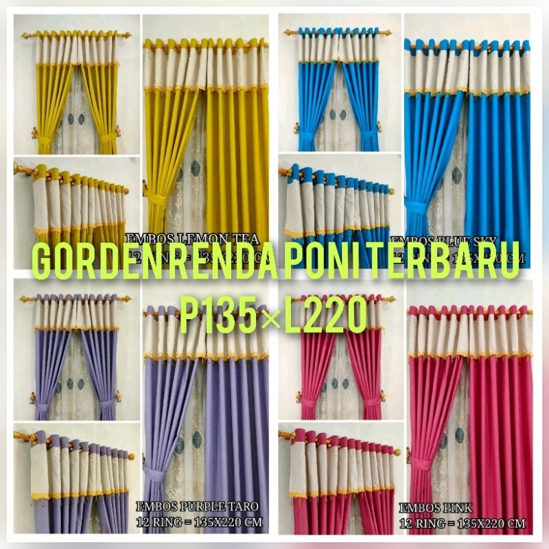 gorden embos mewah renda poni p135×l220 bahan katun