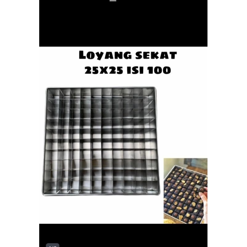 Loyang sekat 25x25x3 sekat 100/ loyang brownies/ loyang sekat nastar kecil/ loyang sekat 100