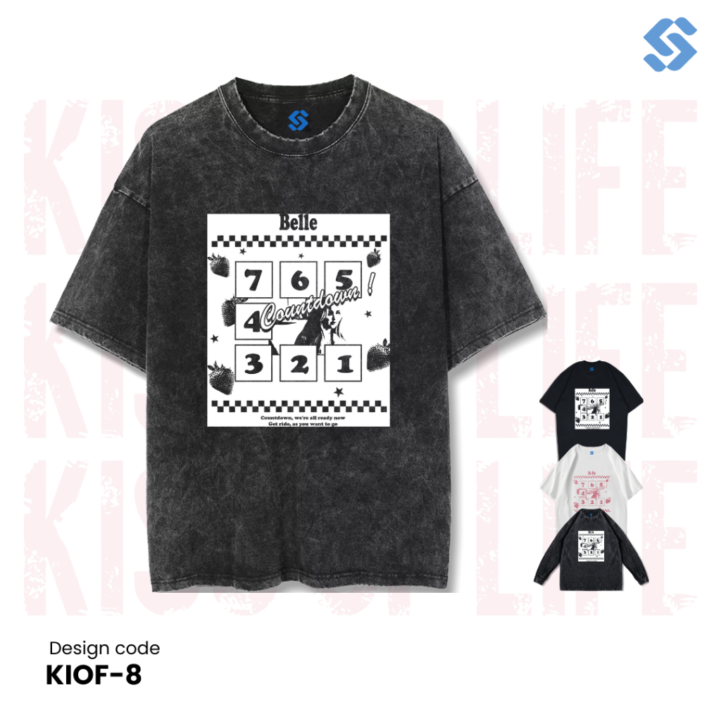SANZ kaos KISS OF LIFE | stonewashed washed sandwash t-shirt | black white longsleeve | KIOF-8