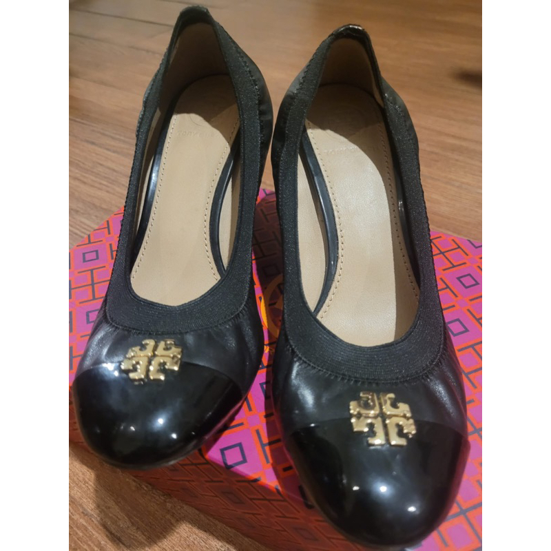 Sepatu Tory Burch Jolie 65mm Wedges Black Size 6 Preloved Mint Condition