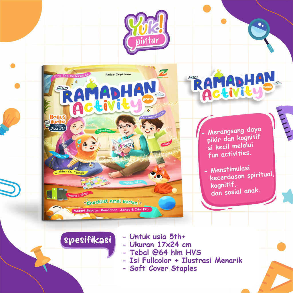 Ziyadbooks Official Buku Kegiatan Ramadhan Activity Book anak 2 3 4 5 tahun tk sd journal book