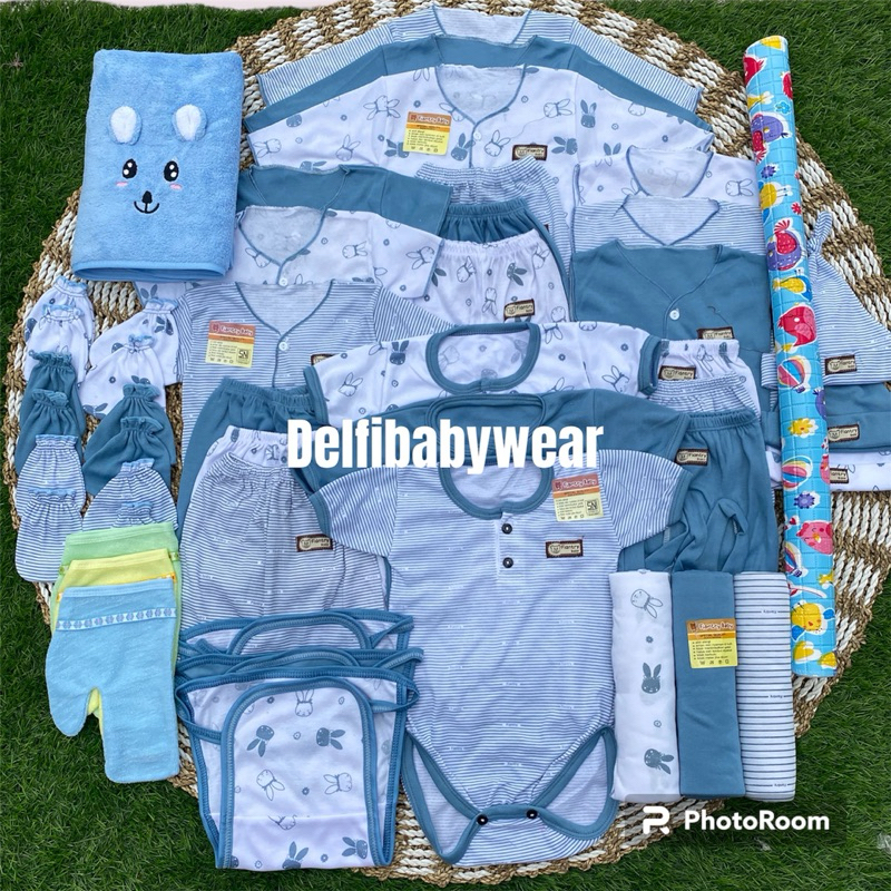 44 PCS PAKET LAHIRAN DENIM FIANTRY BABY SNI Newborn 0-3 bulan