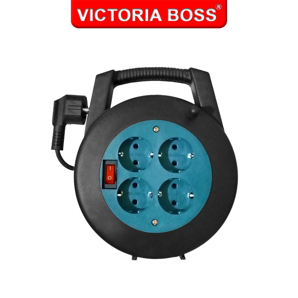 VICTORIA BOSS Kabel Roll BK 218 SW FB - 4 Lubang Kabel 10 Meter Switch On/Off