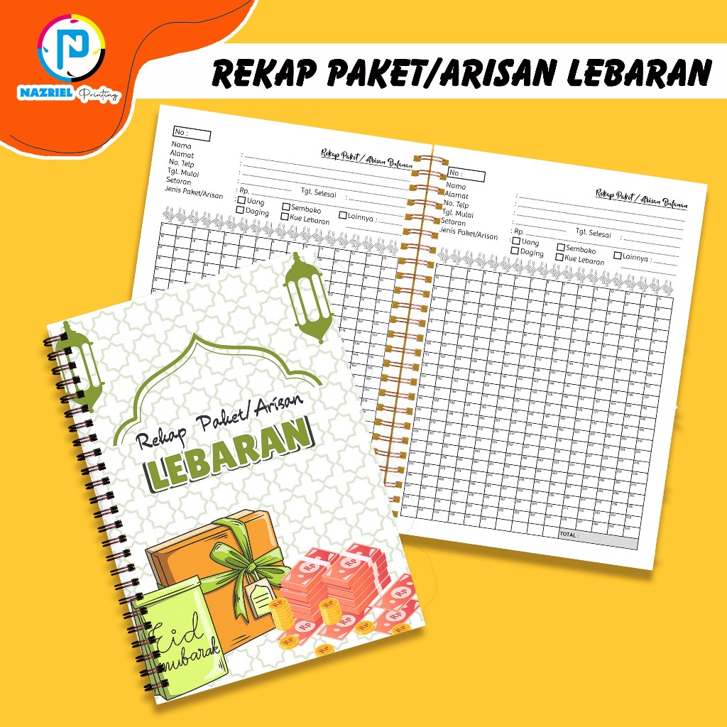 

(NON CUSTOM) Buku Rekap Paket Arisan Lebaran Buku Jilid Spiral A5 50 Lembar