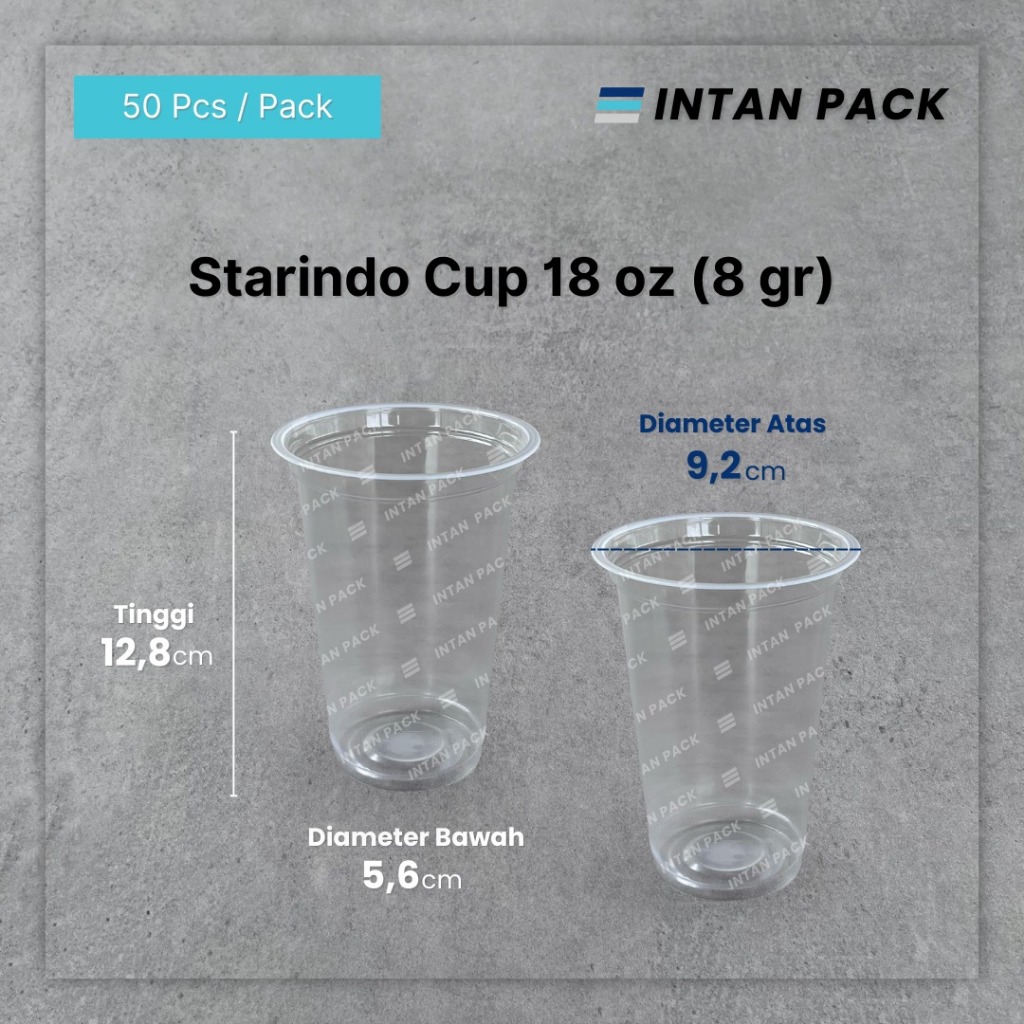 Gelas Plastik Cup 18 oz Datar Starindo 8 gram ( 50 pcs )