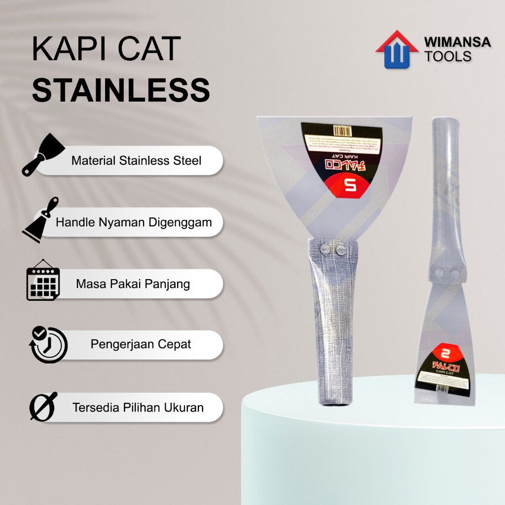 Yellowmarket Kapi Cat Falco Stainles Steel - Kapi Dinding - Pisau Dempul - Kape Skrap - Pengkikis