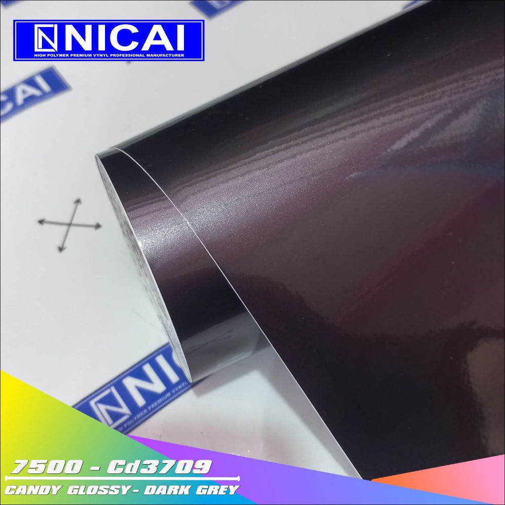 STICKER NICAI METALLIC GLOSSY CANDY DARK GREY PREMIUM [ROLL]