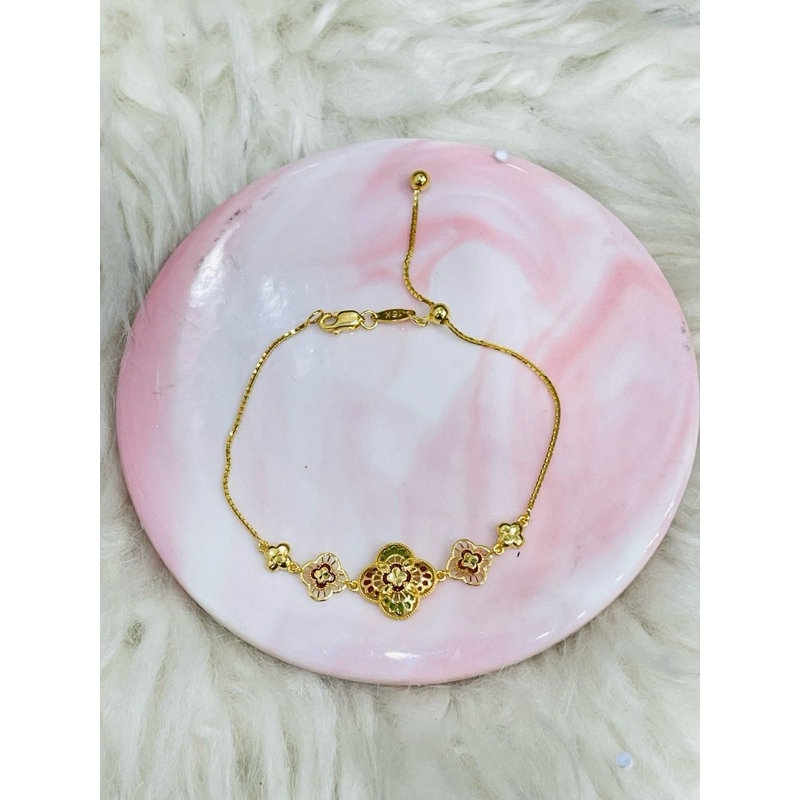 gelang serut bunga bunga motif dubai warna warni emas asli kadar 700