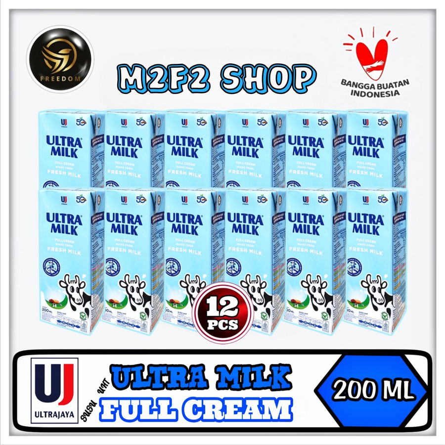 

Susu Ultra Milk Rasa Full Cream Kotak UHT | Plain - 200 ml (Kemasan 12 Pcs)