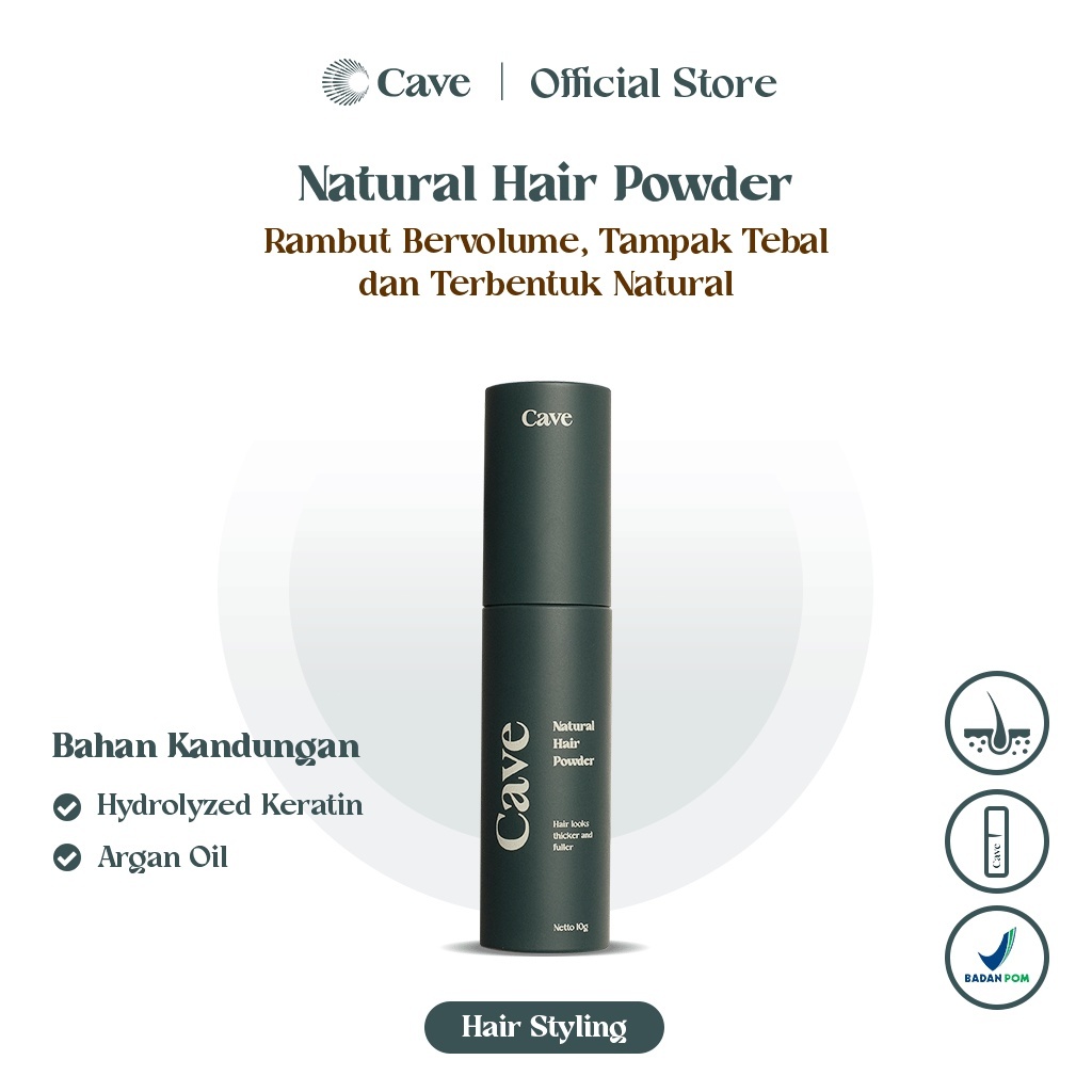 Cave Natural Hair Powder 10 gr - Bedak Styling Rambut Pria Membuat Bervolume Tebal & Tebal Anti Lepe