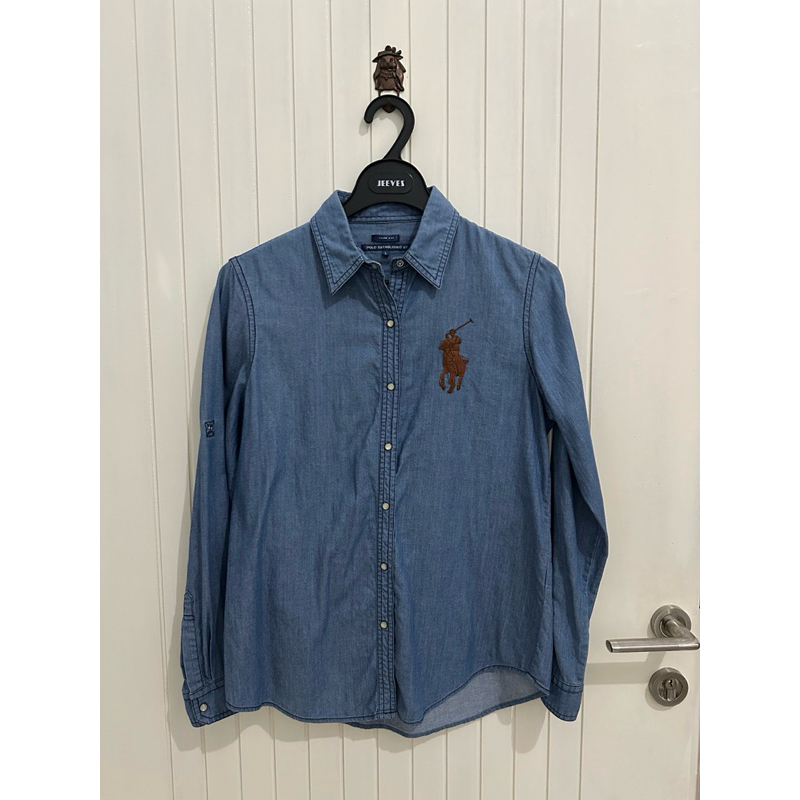 Kemeja Denim Polo Wanita - Atasan wanita polo asli - kemeja denim wanita - kemeja formal wanita