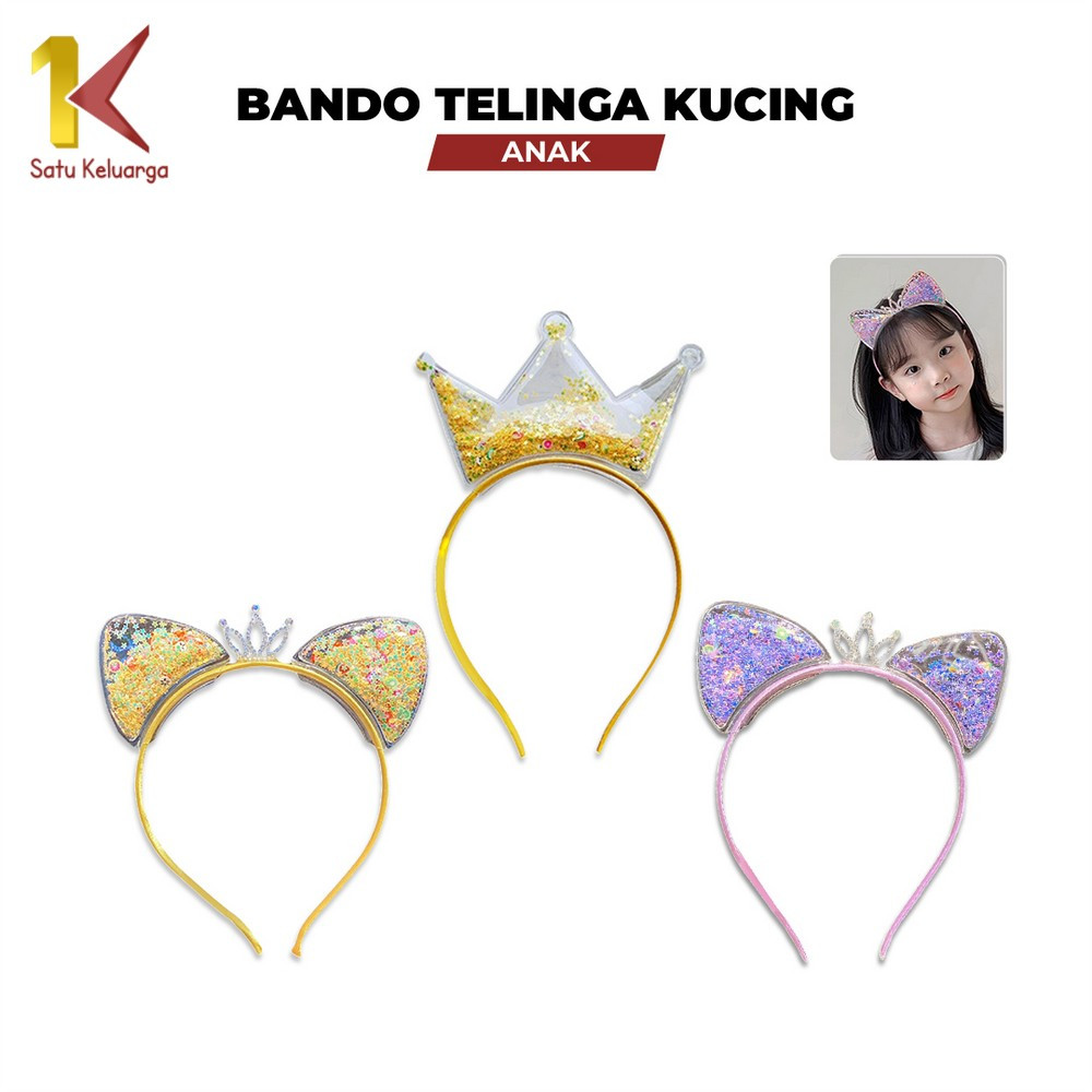 Satu Keluarga Bando Anak Bentuk Telinga Kucing C900 Headband Anak Gaya Korea Bando Mahkota Aksesoris