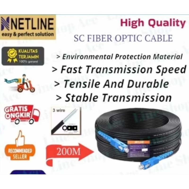 Kabel FO SC TO SC Single Core Kabel fiber Optik 200M Netline