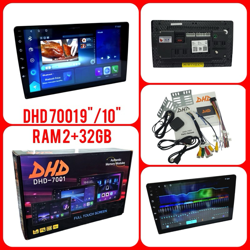 Head Unit Double Din Android Dhd-7001 9” / 10” Inch Ram 2+32GB Universal