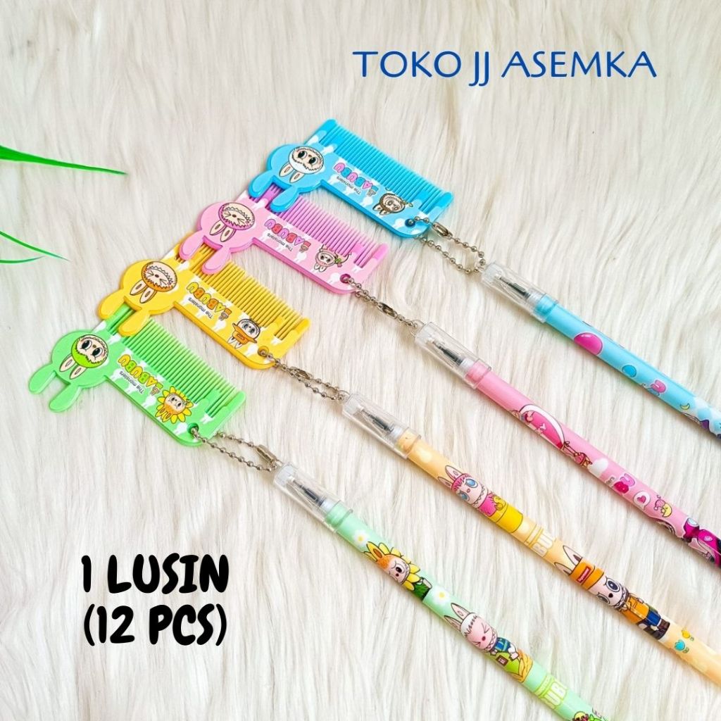 

1 LUSIN (12 PCS) PULPEN MURAH LABUBU POPMART THE MONSTER LISA BLACKPINK BOLPEN PULPEN PENA MURAH COD