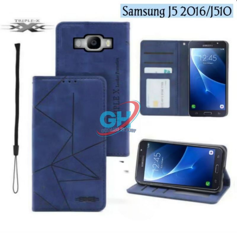 Flip Case Samsung J5 (2016) / J510 Casing Dompet Flip Cover Wallet Sarung Hp Kulit