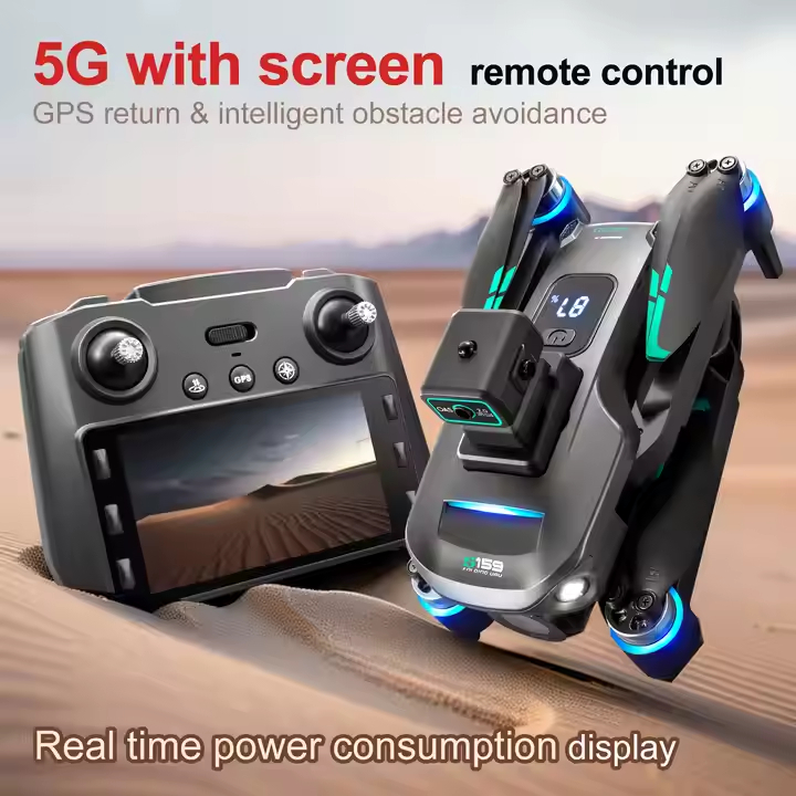 Drone S159 WIFI 4K HD FPV GPS Large Screen Version FPV Drone GPS Jarak 2km Quadcopter kamera Video d