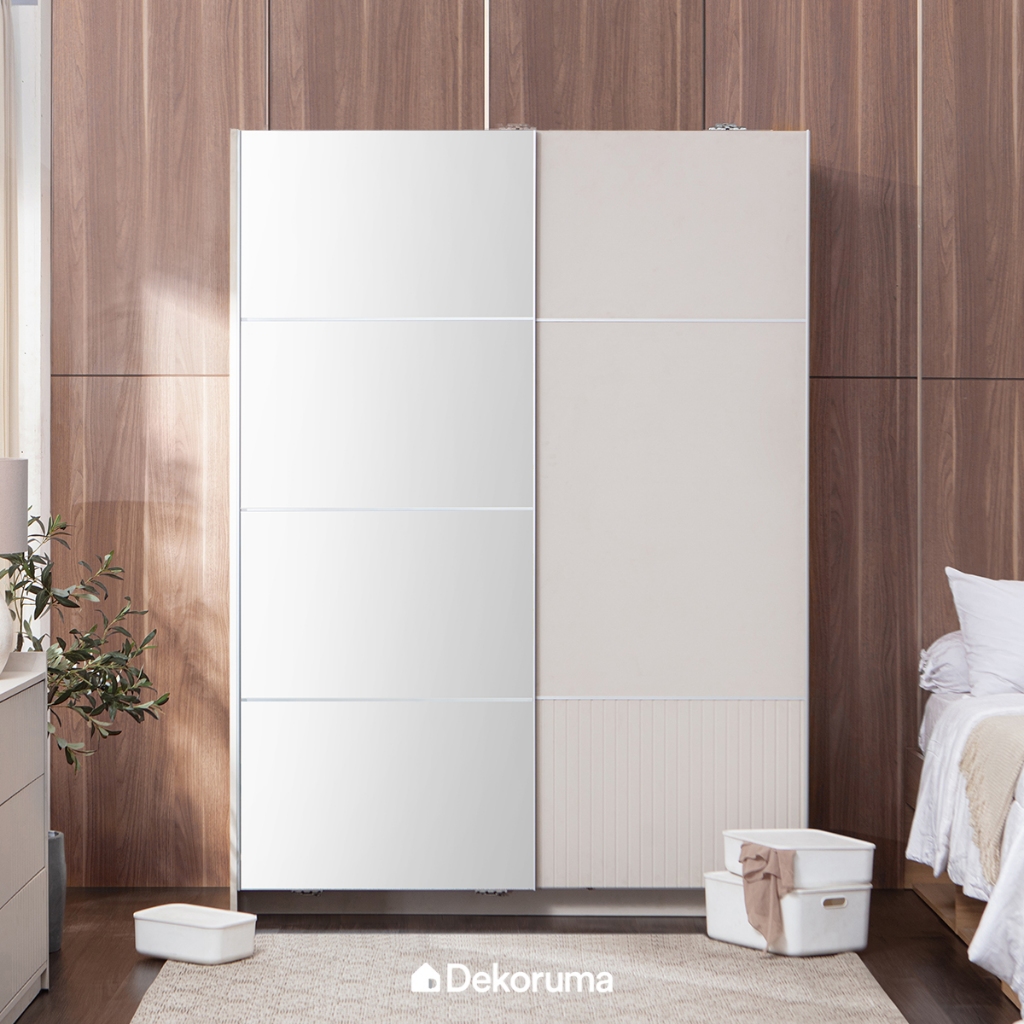 Dekoruma NAYI Lemari Sliding 2 Pintu Dengan Cermin 150 - Taupe