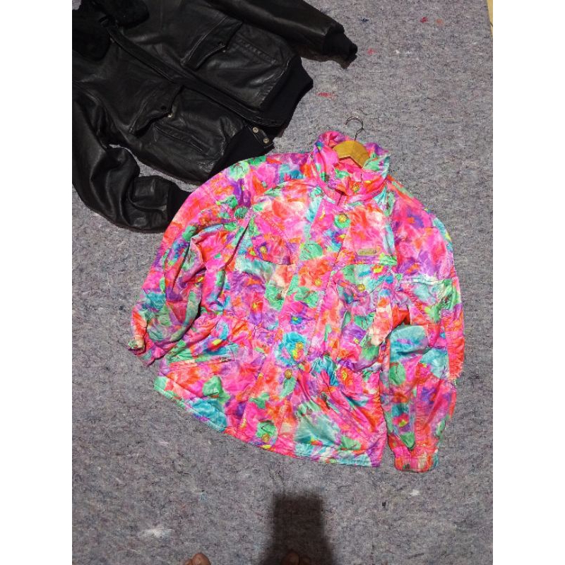 RARE VINTAGE 90's ELLESSE FLOWERS BOMBER JACKET MULTICOLORS ORIGINAL 100%