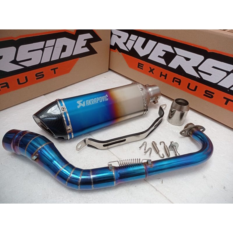 knalpot racing Akrapovic Layang Halfblue Import Taiwan Fullsystem AEROX NMAX XMAX 250/300 VARIO PCX 
