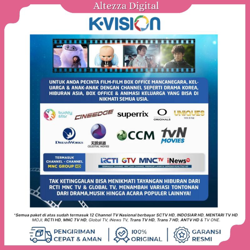 Tv Voucher Paket K-Vision Film 6Bulan Dan 1 Tahun Bisa Semua jenis K-Vision