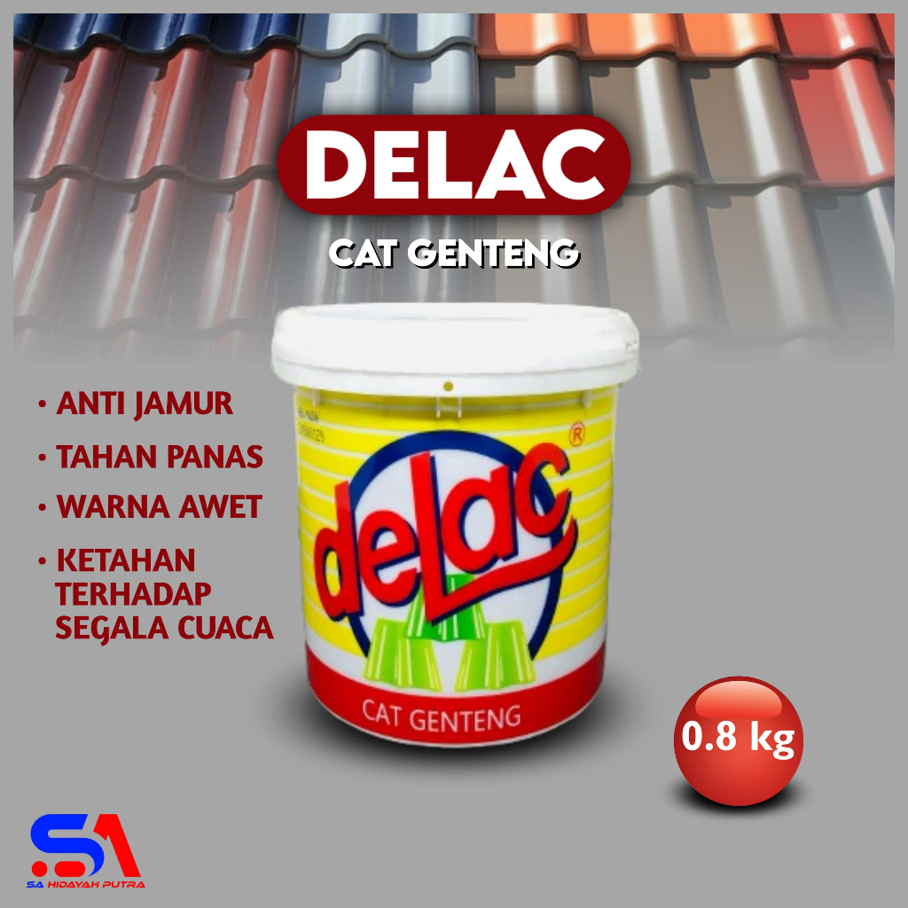 CAT GENTENG DELAC 1 KG WARNA CAT EXTERIOR LAPANGAN TROTOAR KOLAM TAMAN ANTI AIR