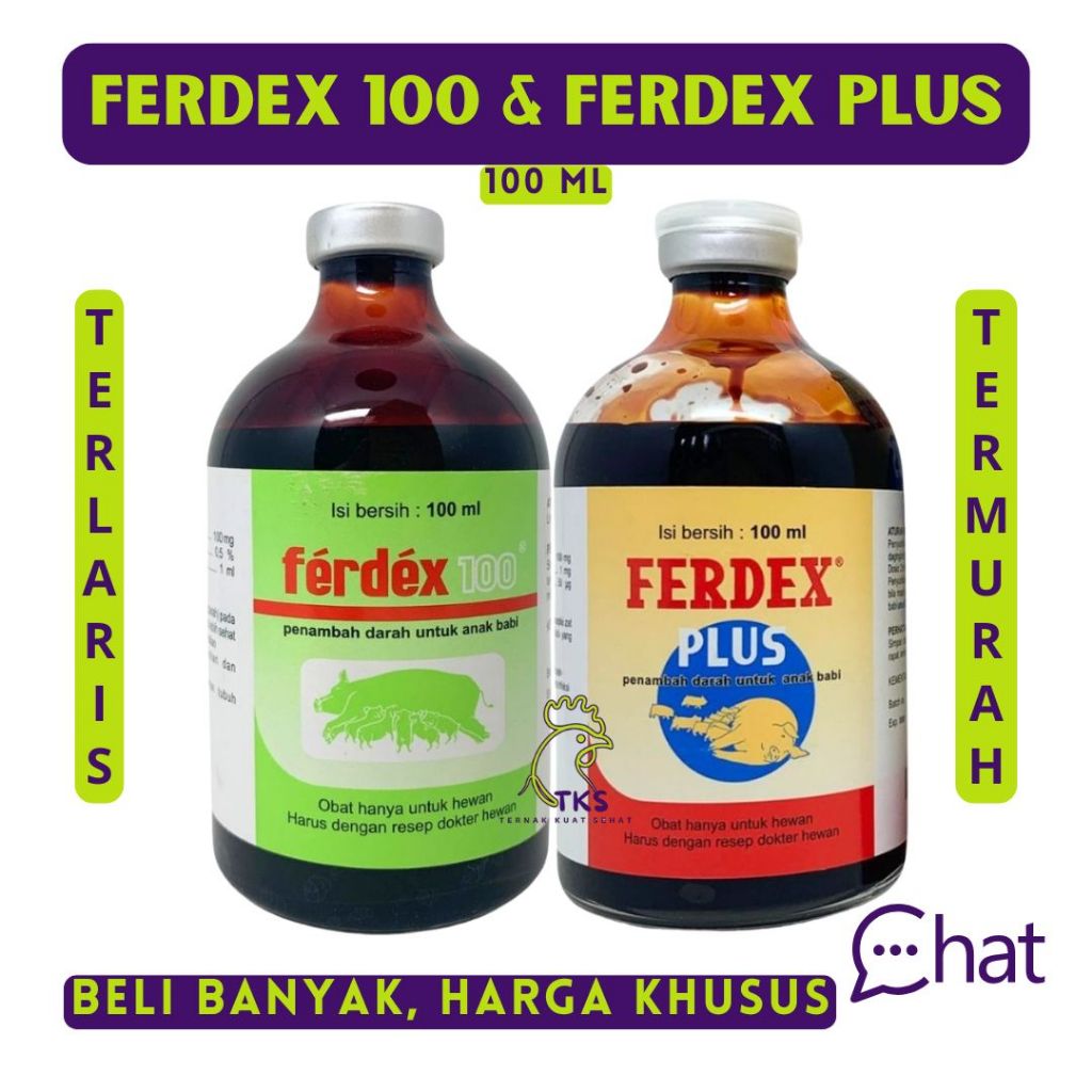 FERDEX 100 ml & FERDEX PLUS 100 ml - Penambah Darah Anak Babi Zat Besi Hewan Ternak Penguat Stamina