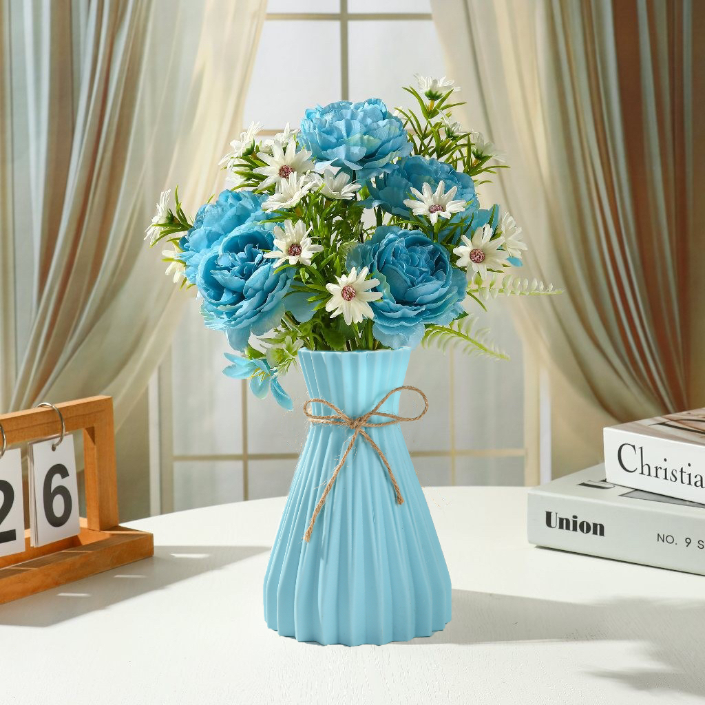 Set Bunga Plastik dan Vas Bunga Hias Plastik Kamar Kado Ulang Tahun Cewek Hiasan Meja Aesthetic