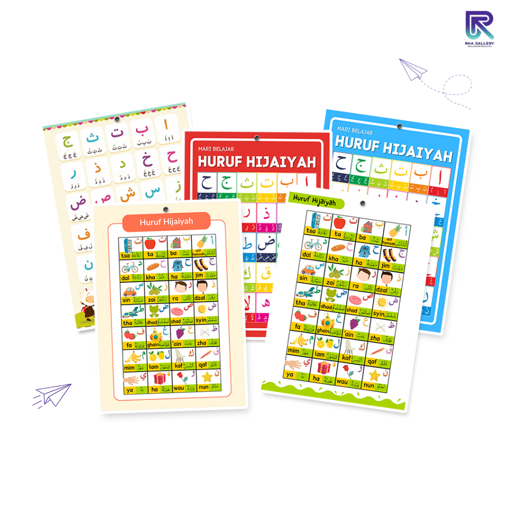 RHA GALLERY Poster Mengenal Huruf Hijaiyah Pajangan Islami Sekolah Edukasi Dekorasi Dinding Kelas