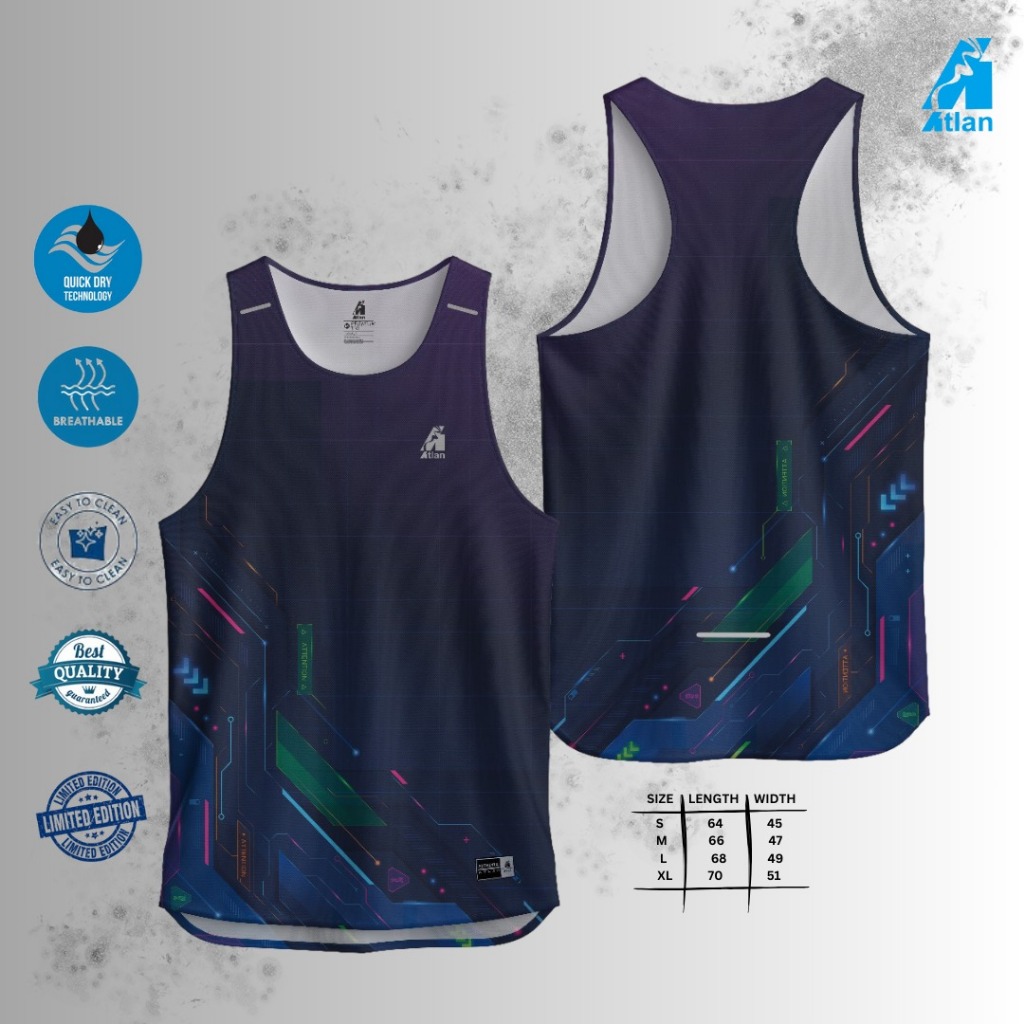 ATLAN Sport Singlet Motif futuristic Full print