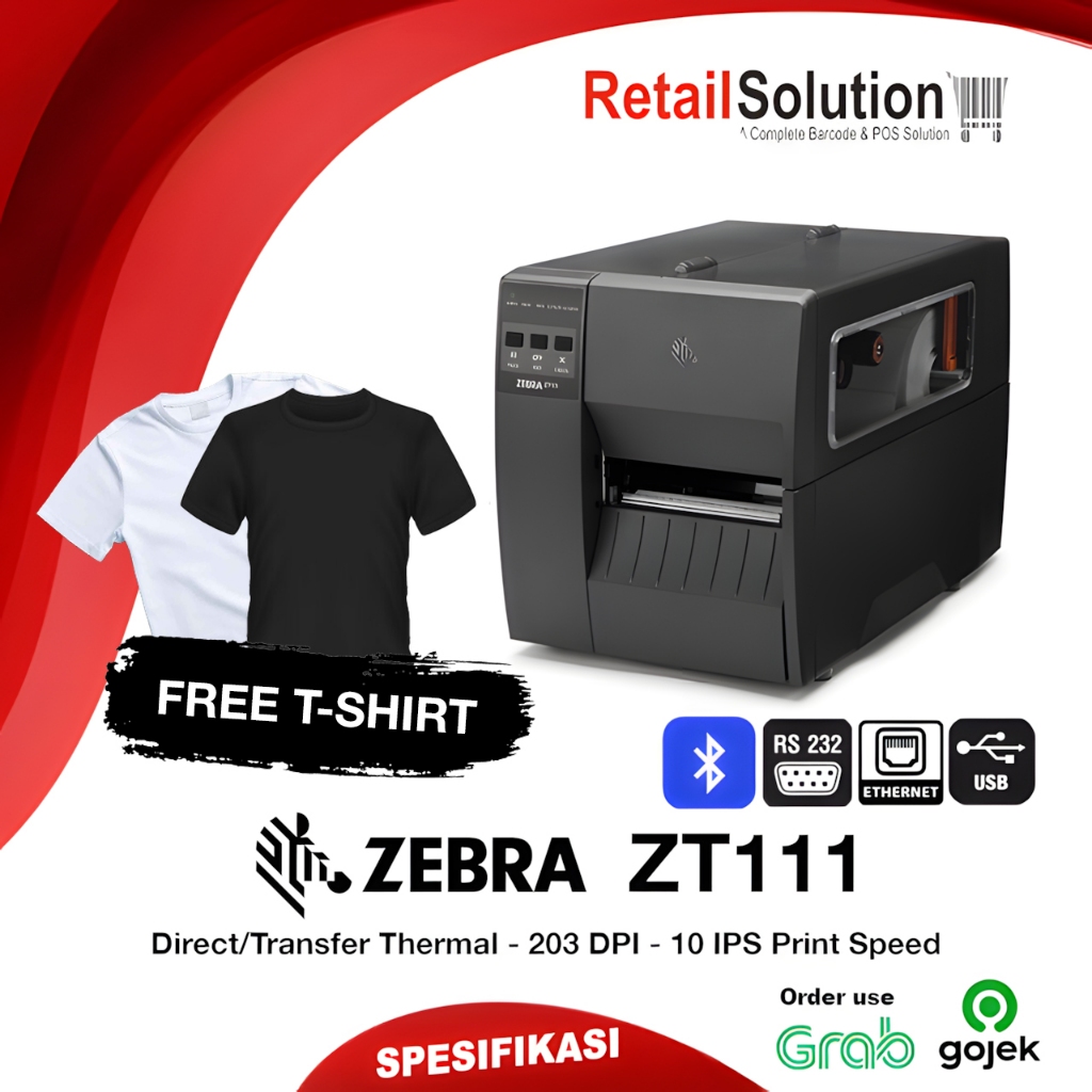 Printer Industri Zebra ZT111 203/300 dpi - Thermal Transfer/Direct Thermal