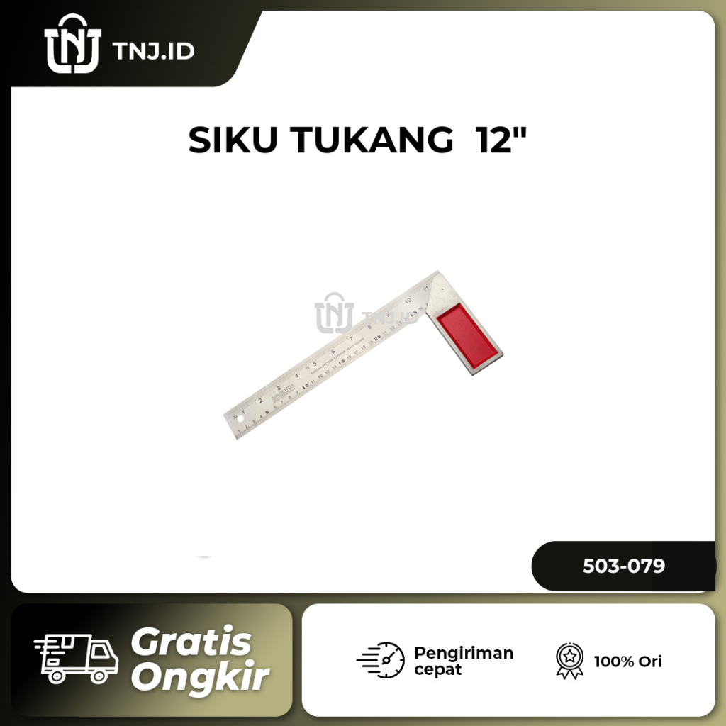 Siku Tukang 12" Penggaris Tukang Stainless Steel Penggaris Siku