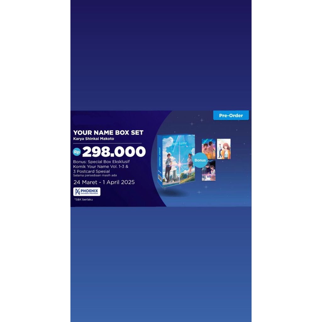 Komik Box Set Your Name 1 - 3 by Makoto Shinkai