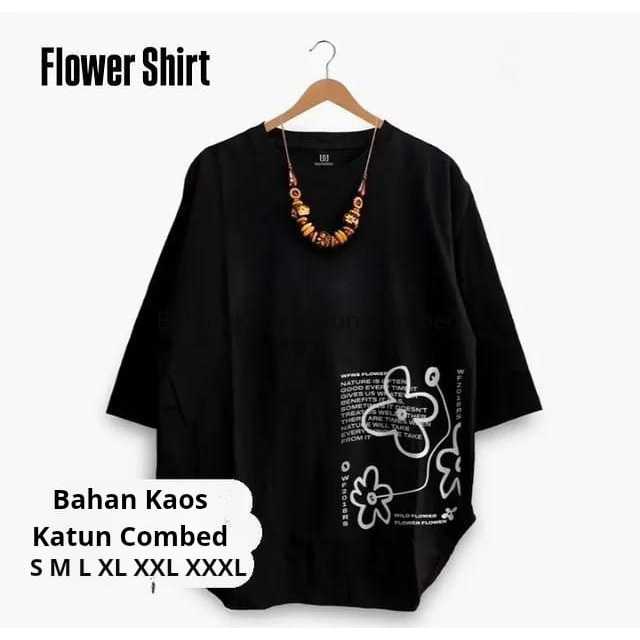Atasan Wanita Korean Style Flower #2 Blouse BO Size SM L XL XXL XXXL LD 90-130 CM Bahan Kaos Katun C