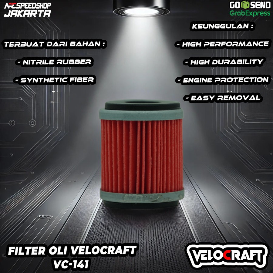 Filter Oli VELOCRAFT Paper Oil Filter VC 141 TRICITY XMAX 250 XMAX 300 WR125 WR250 XABRE SCORPIO JUP