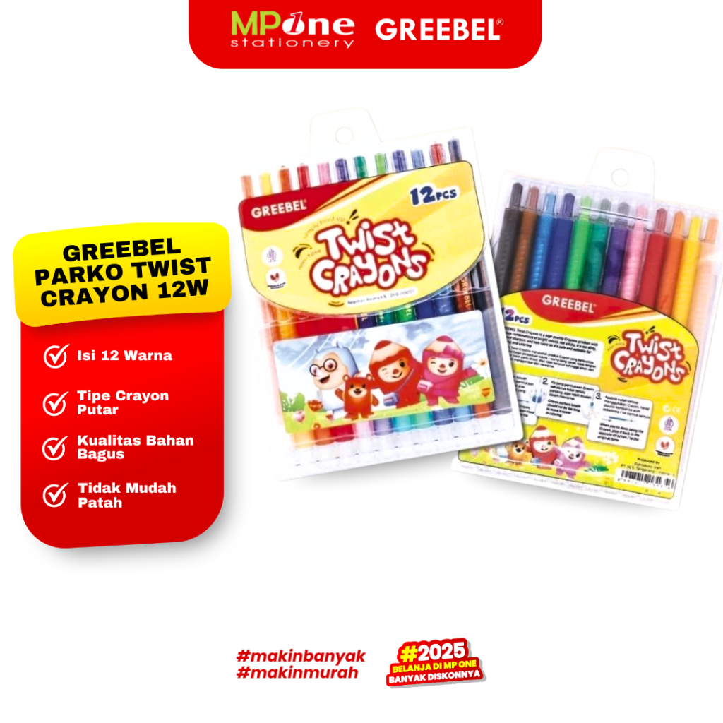 

Greebel Crayon Putar 12 Warna / Twist Crayon 12 Warna Greebel