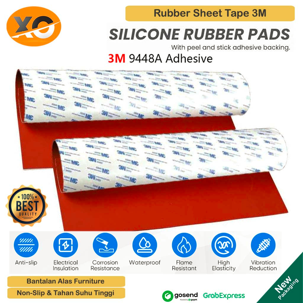 Karet Silikon Lembaran Double Tape 3M Original Rubber Sheet Silicone Karet Gasket Alas Meja Mesin da