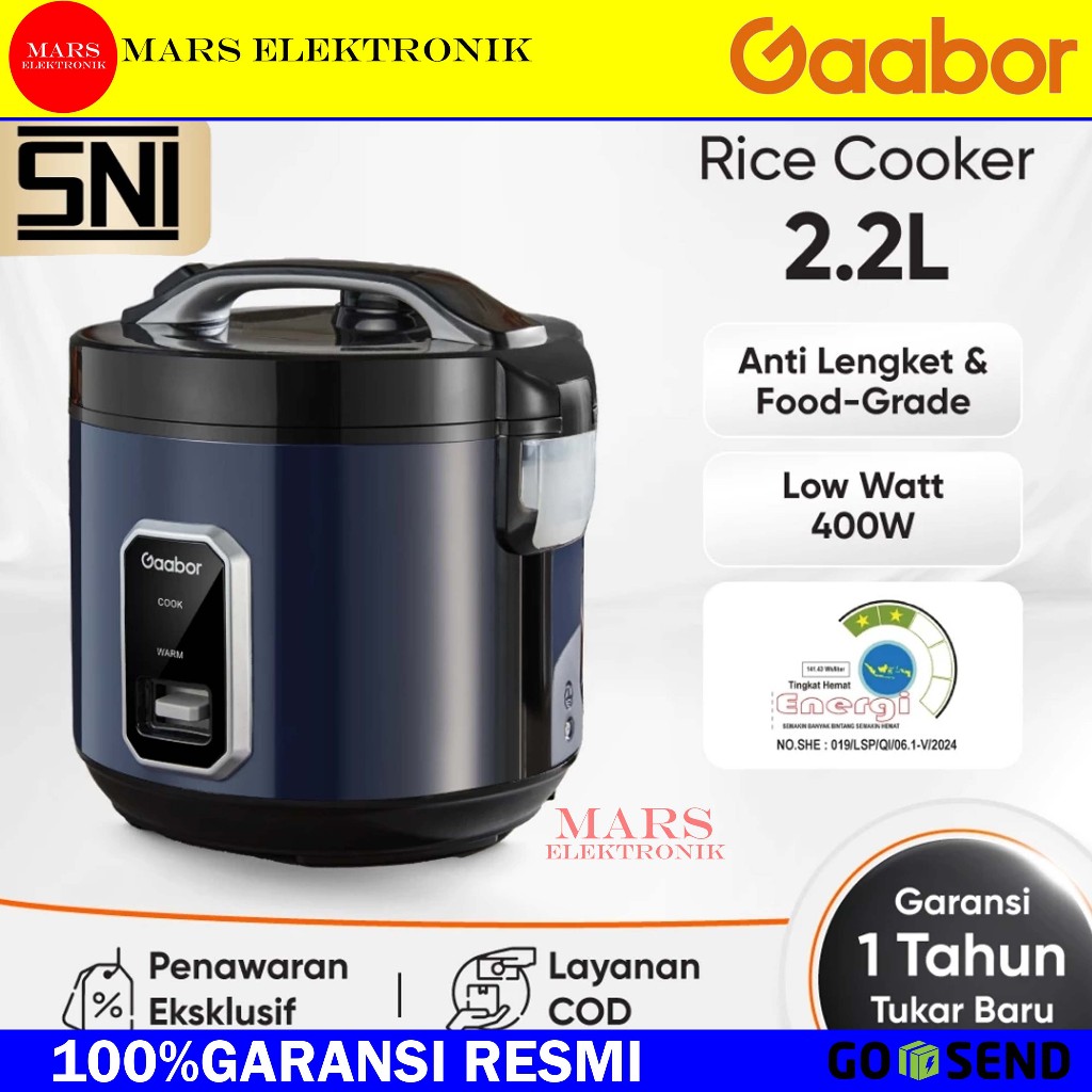 Gaabor RC50M-BE01A Penanak Nasi 2.2L Anti Lengket Biru