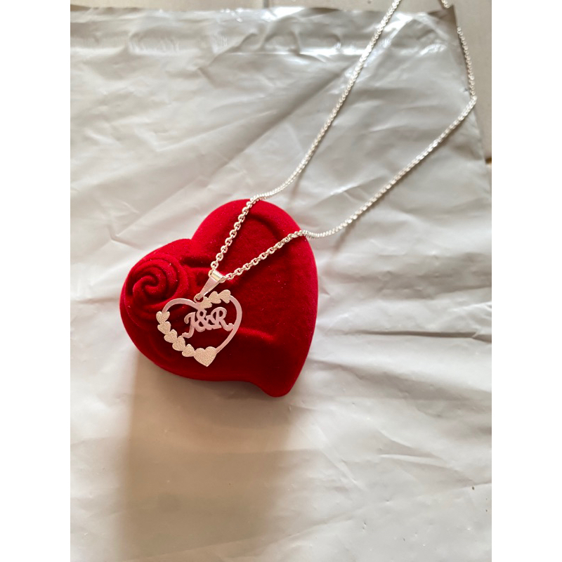 Kalung Hati Inisial Perak Asli