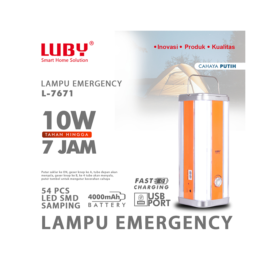 Lampu Emergency Luby 7671 4 Sisi 10 Watt / Lampu Darurat Luby 7671 L-P7671