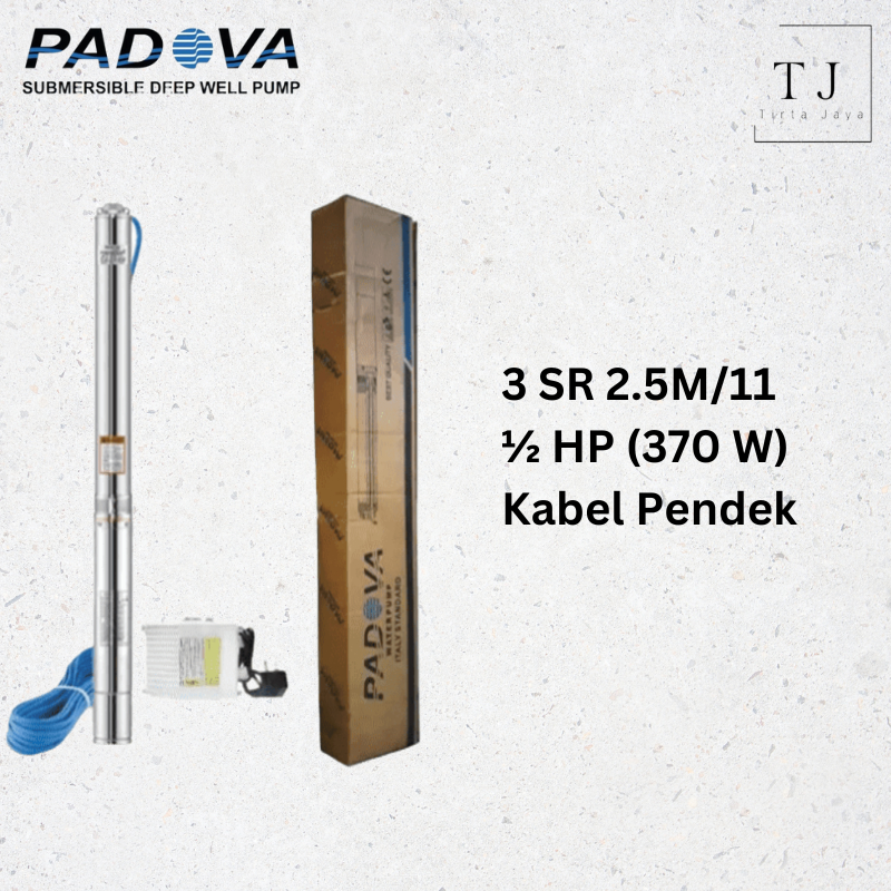 Pompa Air Submersible PADOVA 3 SR 2.5M/11 1/2 HP Kabel Sible Pompa Satelit
