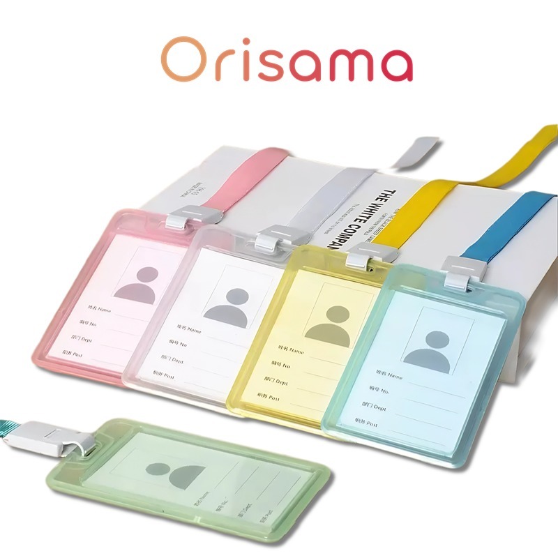 

NAME TAG ID CARD TRANSPARANT / GANTUNGAN KARTU NAMA PLASTIK VERTICAL LANYARD POTRAIT MOTIF POLOS WARNA WARNI