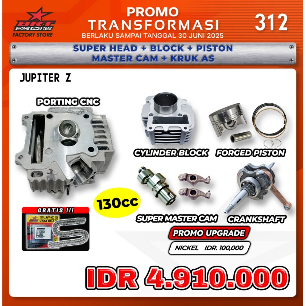 Brt Super Hed Block Piston + Master Cam Kruk As Jupiter Z