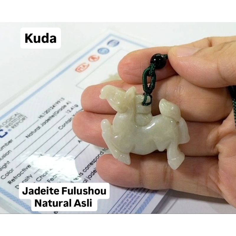 Liontin Shio Kuda 100% Giok Asli Jadeite Bersertifikat Grade A 9913