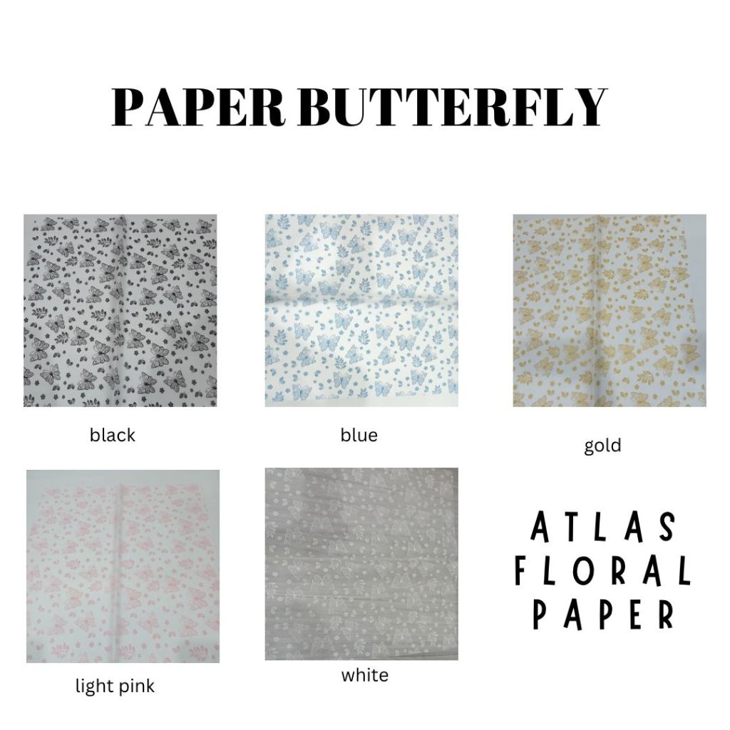 

[5 LEMBAR] Flower Wrapping Paper Butterfly Transparant Kertas Pembungkus Buket Perlengkapan Florist
