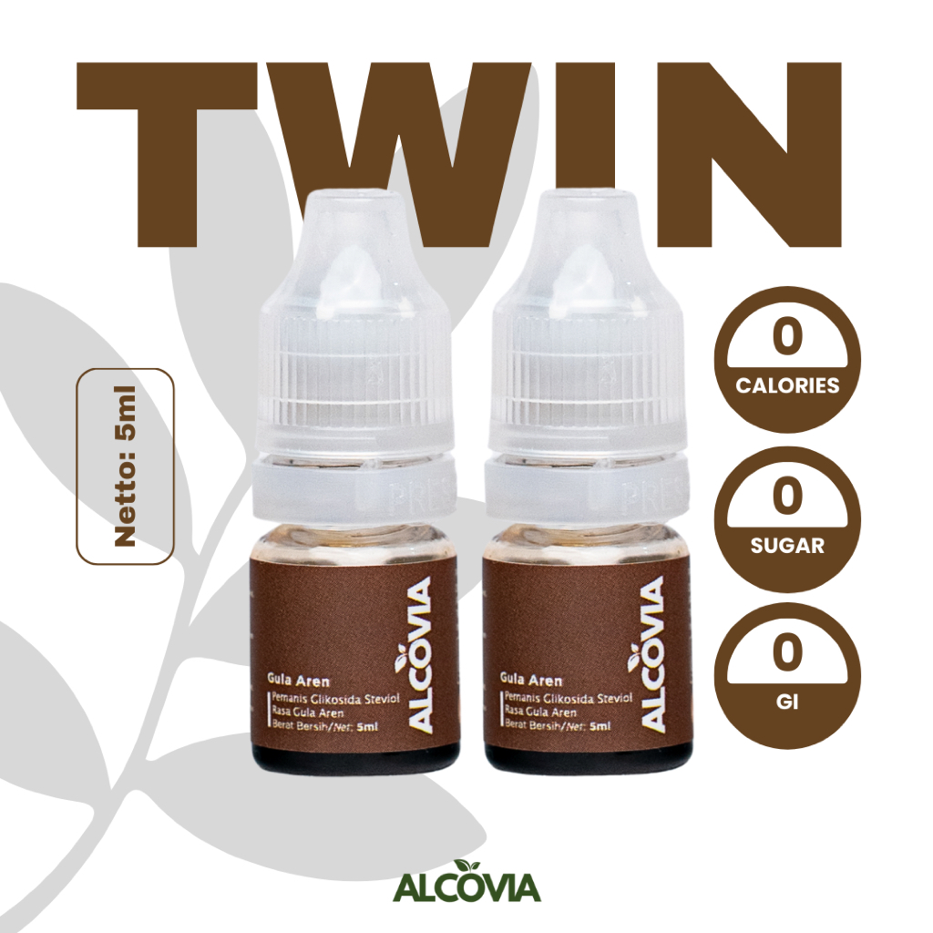 

(TWIN PACK) Alcovia Stevia Tetes Cair Pemanis Alami Aren - 5ml