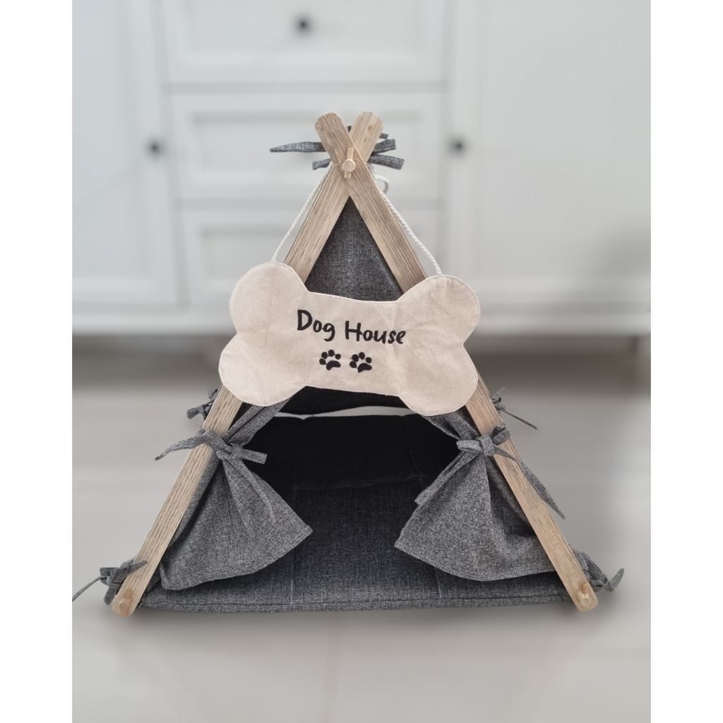 Pet Tent / Rumah Kucing Anjing Model Teepee Kayu / Dog & Cat Teepee Tent – Nyaman & Stylish